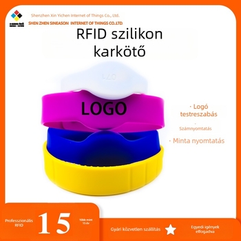 RFID szilikon karkötő HF NFC hozzáférés-ellenőrzéshez, vízálló és közösségi illetve uszodai használatra; anyag: szilikon; technológia: HF NFC; alkalmazás: hozzáférés-vezérlés; üzemi hőmérséklet: -40°C-tól +85°C-ig