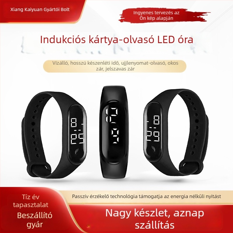 Okos IC karkötő RFID-vel — NFC ujjlenyomat- és zármechanizmus, M1 chip, 1–5 cm érzékelési távolság, 1024 memória, HF RFID, passzív tápellátás