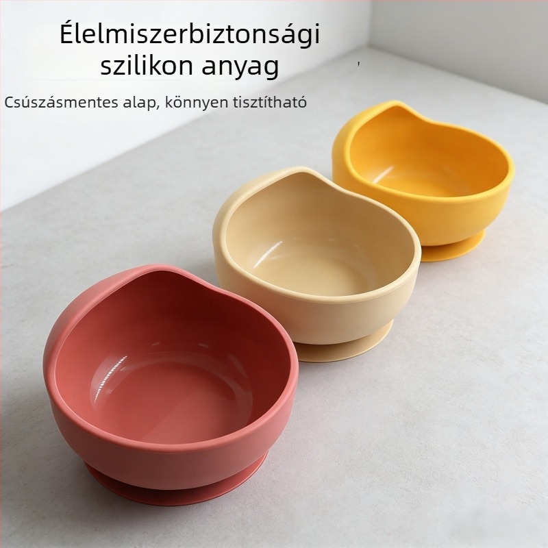 Szilikon csiga alakú tál és kanál babáknak – 2 darabos etetőkészlet, élelmiszerbiztos szilikon, 6 hónapos kortól