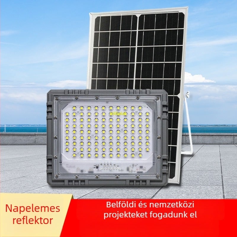 Nagy teljesítményű napelemes kertvilágítás, IP65 vízálló, fényvezérlés, 100 W, 6 V, 6–12 órás üzemidő