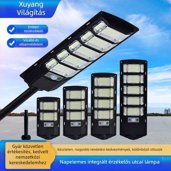 Napelemes utcai lámpa LED fényforrással, IP65 vízálló, névleges teljesítmény 300, feszültség 3,2V, induktív kapcsoló