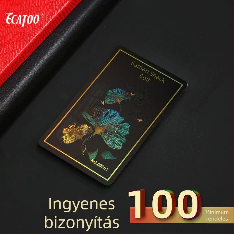 Lézergravírozott PVC-kártya (modell ykt006; márka ecatoo; PVC anyag; testreszabható; üzemhőmérséklet -30°C-tól 70°C-ig)