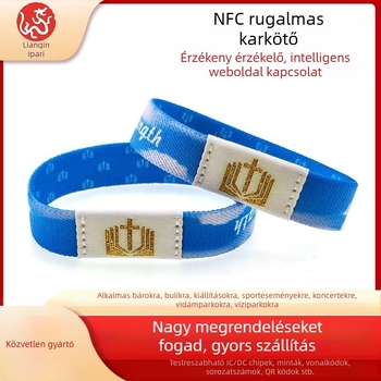 Testreszabható rugalmas NFC karkötő identitásfelismeréssel; Chip: olvasás/írás; Kapacitás: 1024; Érzékelési távolság: 1–4; Olvasás/írás idő: 1–2; Hordozó frekvencia: HF