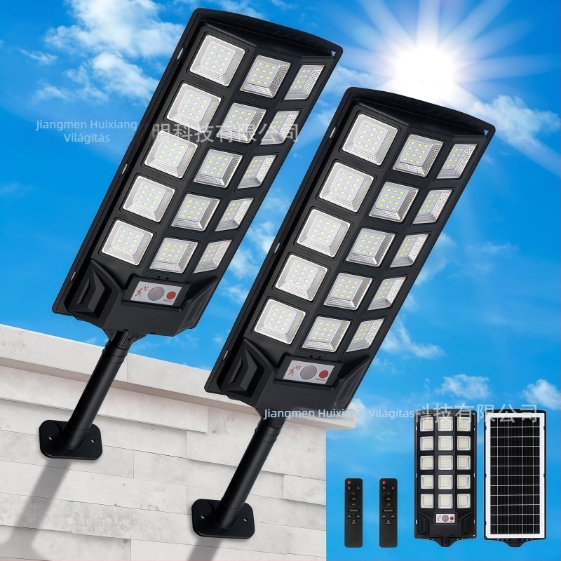 HX-27 napelemes útvilágítás háromoldalas LED-del, mozgásérzékelő PIR, IP65, 6W/6V, 6–12 órás üzemidő