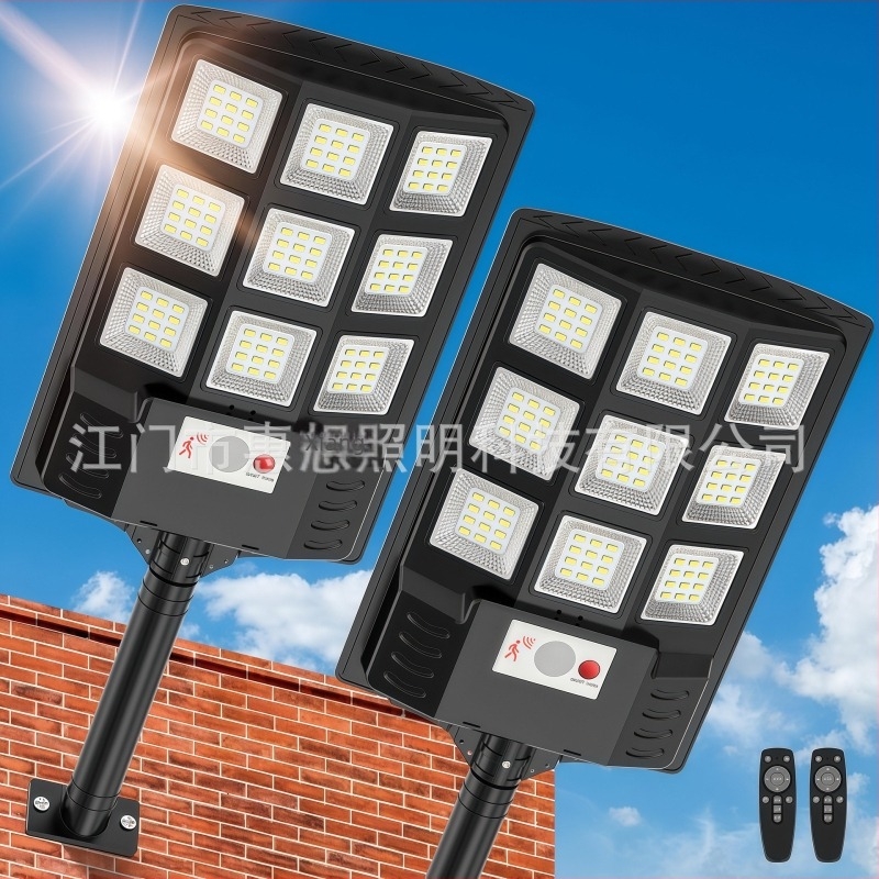 HX-27 napelemes útvilágítás háromoldalas LED-del, mozgásérzékelő PIR, IP65, 6W/6V, 6–12 órás üzemidő