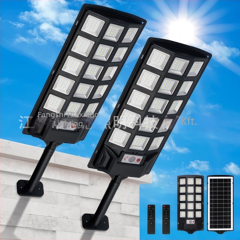 HX-27 napelemes útvilágítás háromoldalas LED-del, mozgásérzékelő PIR, IP65, 6W/6V, 6–12 órás üzemidő