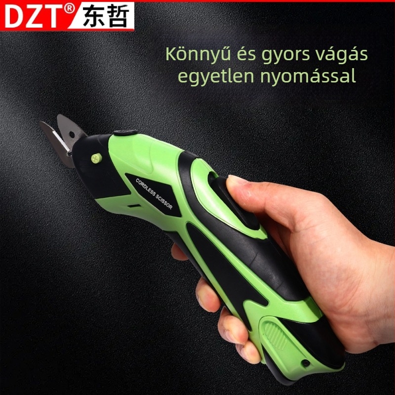 Kézben tartható elektromos olló textilvágáshoz, újratölthető Li-ion akkumulátor, 3.6V, bemenet 220V, alkalmas bőrre, kartonra, textilekre, szőnyegre