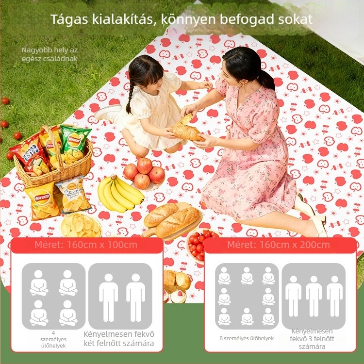 Kültéri kemping matrac piknikhez — csúszásmentes és nedvszívó, vast, nemszőtt textil + öntött film; téglalap; 2–4 fő