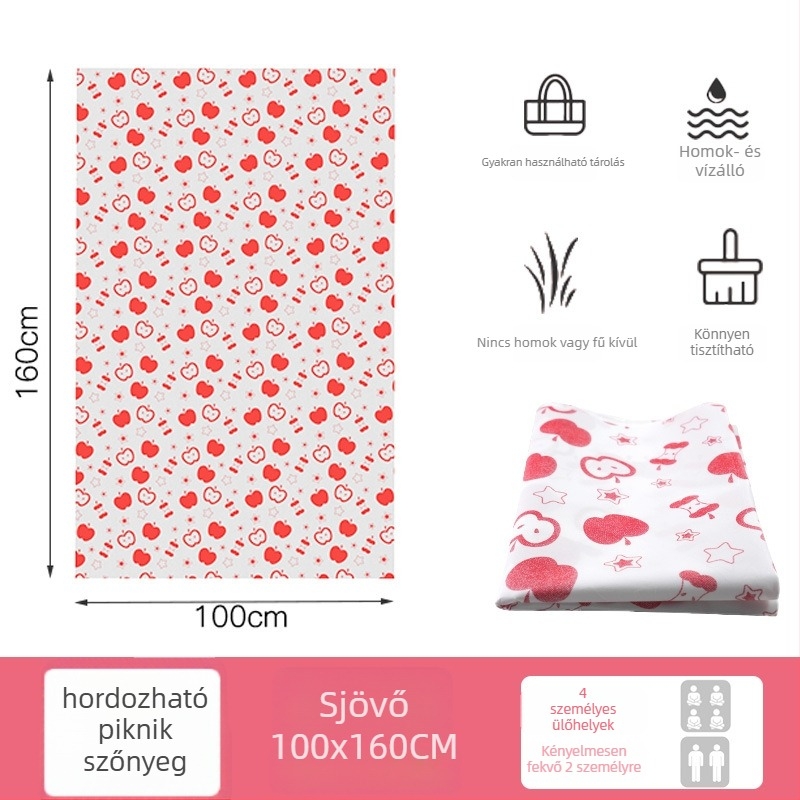 Kültéri kemping matrac piknikhez — csúszásmentes és nedvszívó, vast, nemszőtt textil + öntött film; téglalap; 2–4 fő