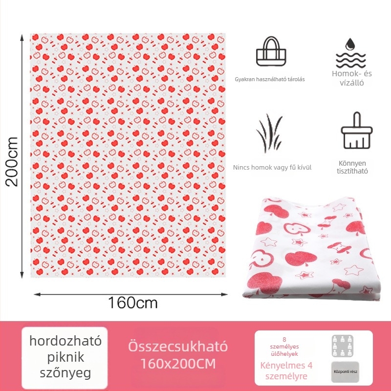 Kültéri kemping matrac piknikhez — csúszásmentes és nedvszívó, vast, nemszőtt textil + öntött film; téglalap; 2–4 fő