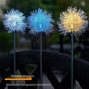 Napelemes kerti lámpa virág alakú, IP65 vízálló, alumínium drót gömb, 0.04W, lefedettség 1–3 m², üzemidő 6–12 óra