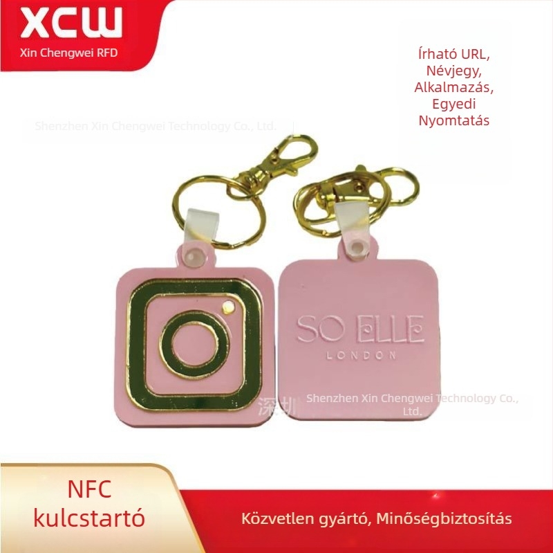 Személyre szabható NFC kulcstartó medál NTAG213, akril, közösségi média számára