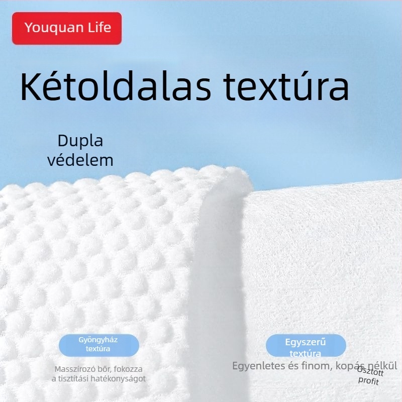 Arcápolási törölköző - Egyszer használatos, akasztós nagy csomag, száraz és nedves kettős használat, vastag tapintás (400 g; csavartalan fonal; 10 Count fonal; vízfelvétel 0–5 s)