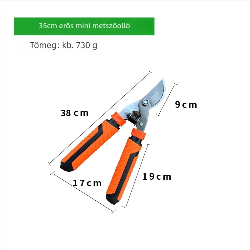 GRANPA metszoolló – mangánacél pengék, 0.9 kg, nyél acélcső/ alumíniumötvözet, kompakt kerti eszköz