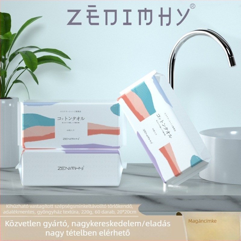 Egyszer használatos kozmetikai pamut tisztító törlőkendők, növényi rost, tisztítás, 60 lap, 220 g