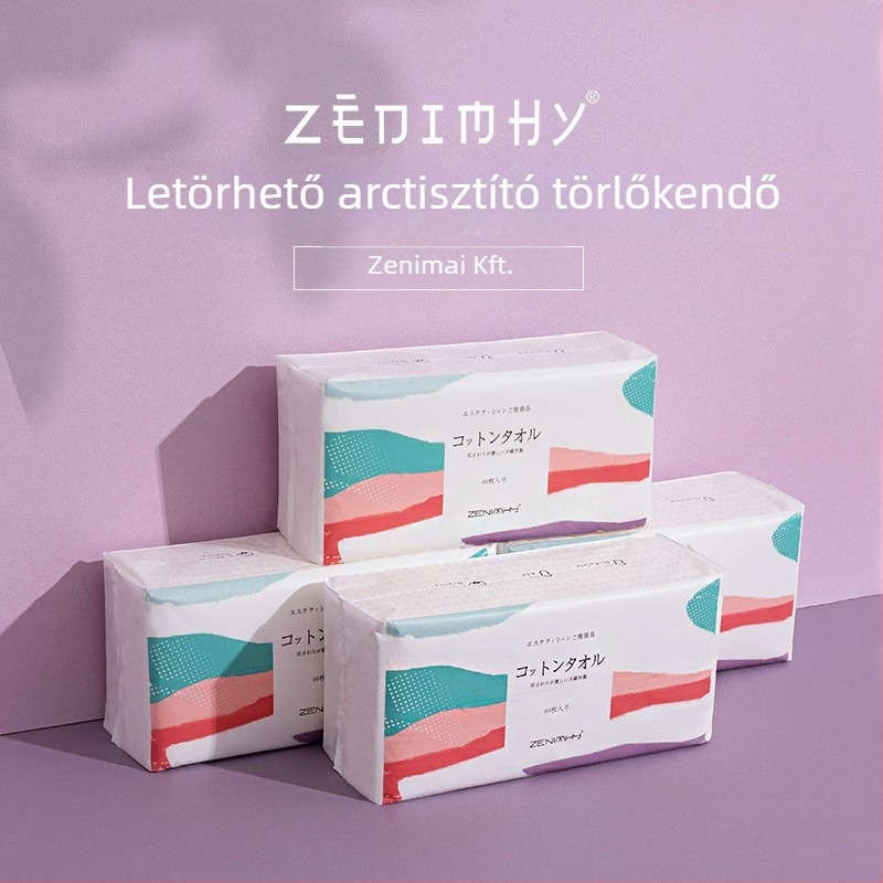 Egyszer használatos kozmetikai pamut tisztító törlőkendők, növényi rost, tisztítás, 60 lap, 220 g
