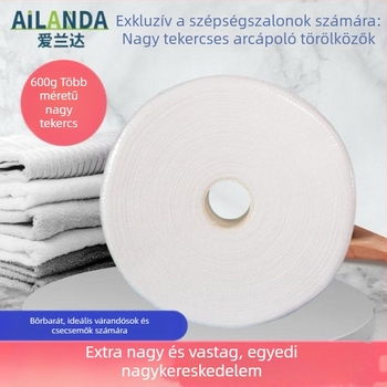 Egyszer használatos arc törölközők, nagy tekercs, 600 g, ultra vastag gyöngyház textúra, növényi rostból, testreszabás lehetséges, családi csomag, szépségszalonok és fodrászatok számára