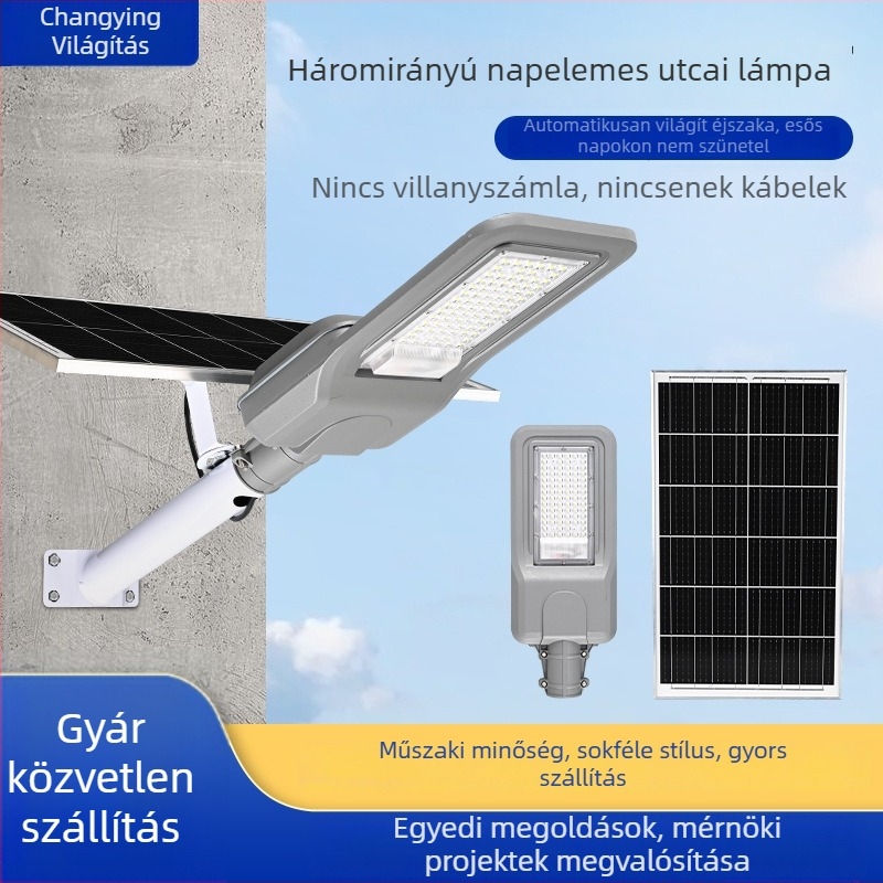 Napelemes falikar kültéri, modell Bright Moon, IP65, napelemes fényforrás, távirányító, öntött alumínium test