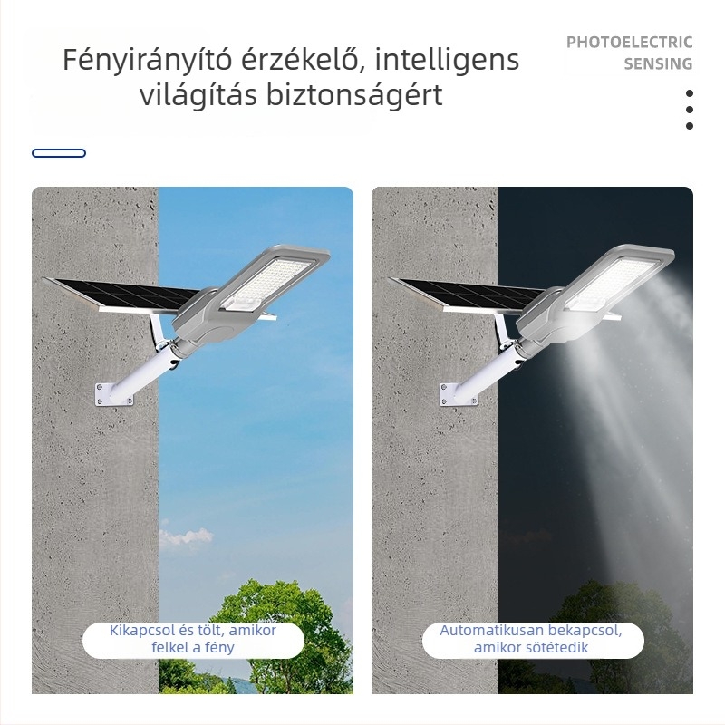 Napelemes falikar kültéri, modell Bright Moon, IP65, napelemes fényforrás, távirányító, öntött alumínium test