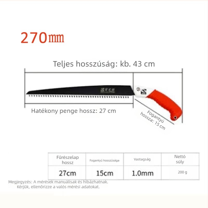 Mangán ötvözet acélból készült metszőfűrész – Fa vágó eszköz kerthez és fakitermeléshez
