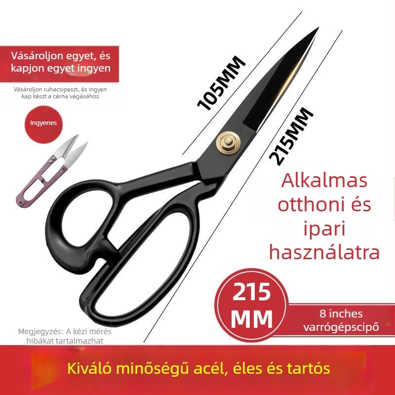 Nagy teherbírású szabóolló textíliák vágására, varráshoz és ruházathoz