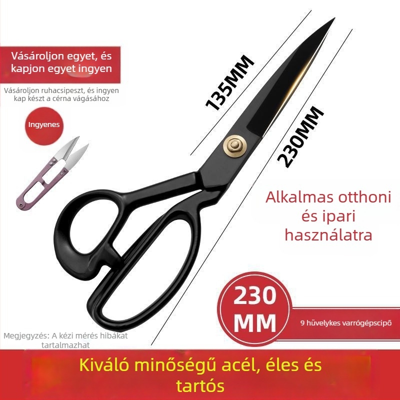 Nagy teherbírású szabóolló textíliák vágására, varráshoz és ruházathoz