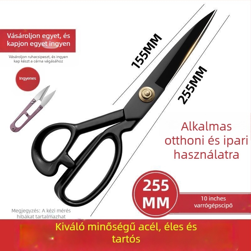 Nagy teherbírású szabóolló textíliák vágására, varráshoz és ruházathoz