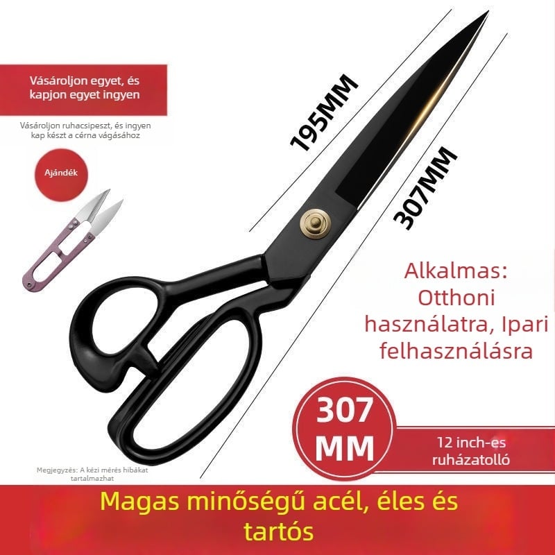 Nagy teherbírású szabóolló textíliák vágására, varráshoz és ruházathoz