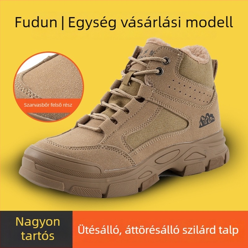 Téli magas szárú biztonsági cipő férfiaknak, fleece-béléssel, 6KV szigeteléssel, műanyag-acél orrtovával, ütésálló és perforáció-ellenálló