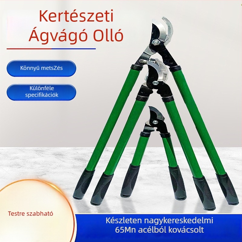 Gyümölcsfa metszőolló, erős pengék vastag ágakhoz, tájépítéshez használt eszköz