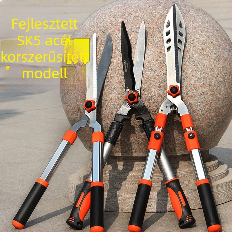 Macro kerti metszőolló teleszkópos nyéllel és kiterjesztett pengével, felületi bevonattal