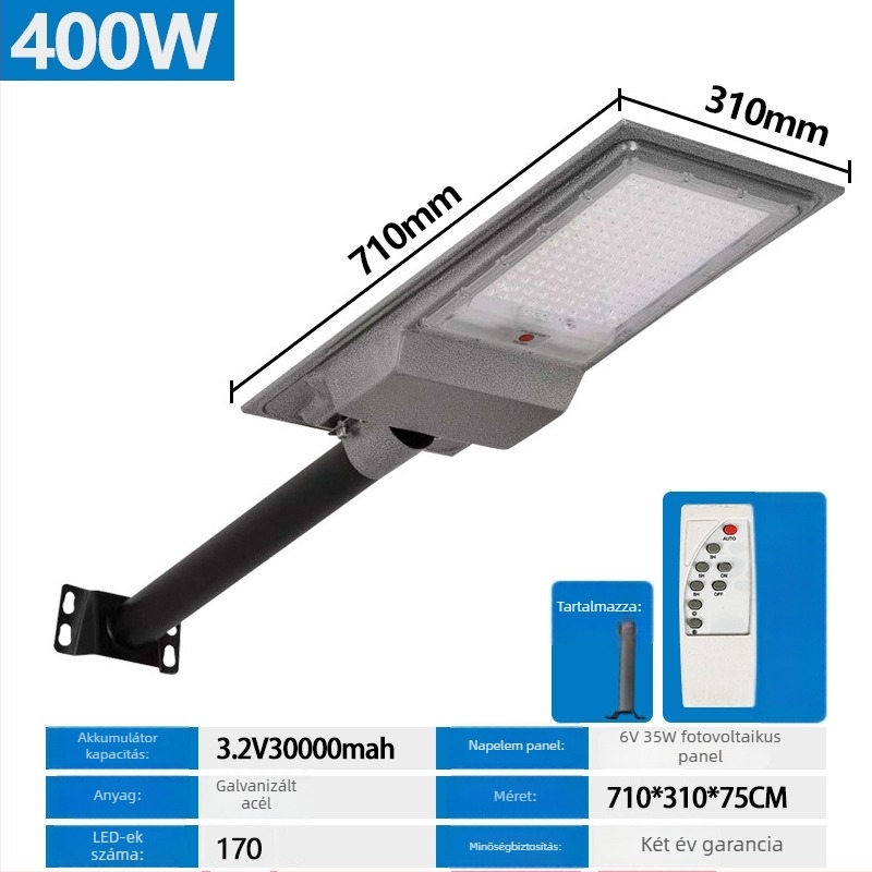 Napelemes Kültéri Lámpa Otthoni Kerthez – IP65 LED, 100W, 6V, Távirányító, Élettartam 5–8 év