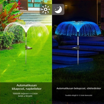 Napelemes medúza formájú fény optikai szálakkal, szilikon burkolat, IP65