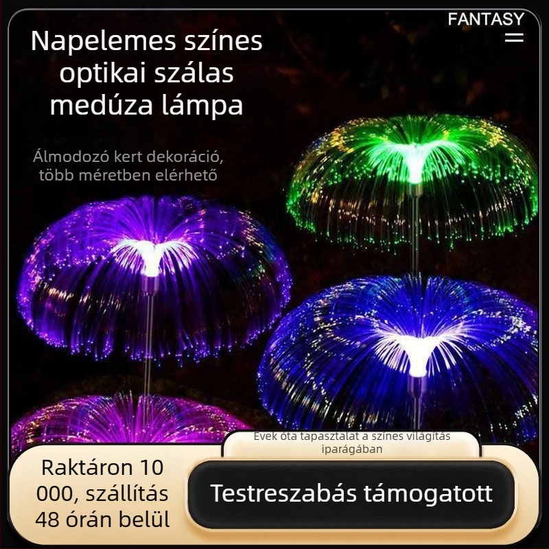 Napelemes medúza formájú fény optikai szálakkal, szilikon burkolat, IP65