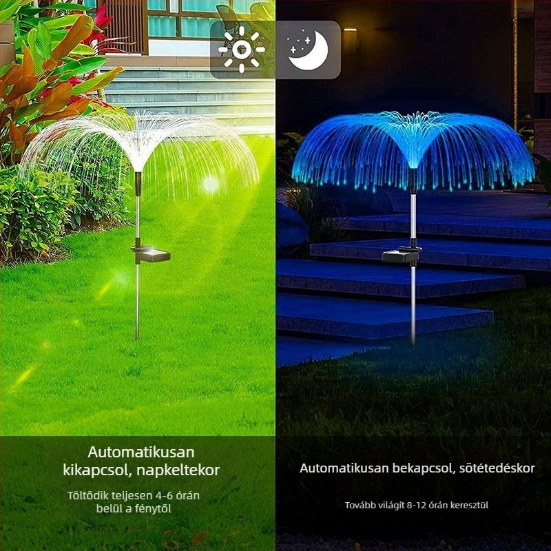 Napelemes medúza formájú fény optikai szálakkal, szilikon burkolat, IP65