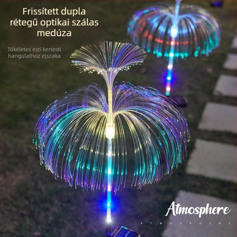 Napelemes medúza formájú fény optikai szálakkal, szilikon burkolat, IP65