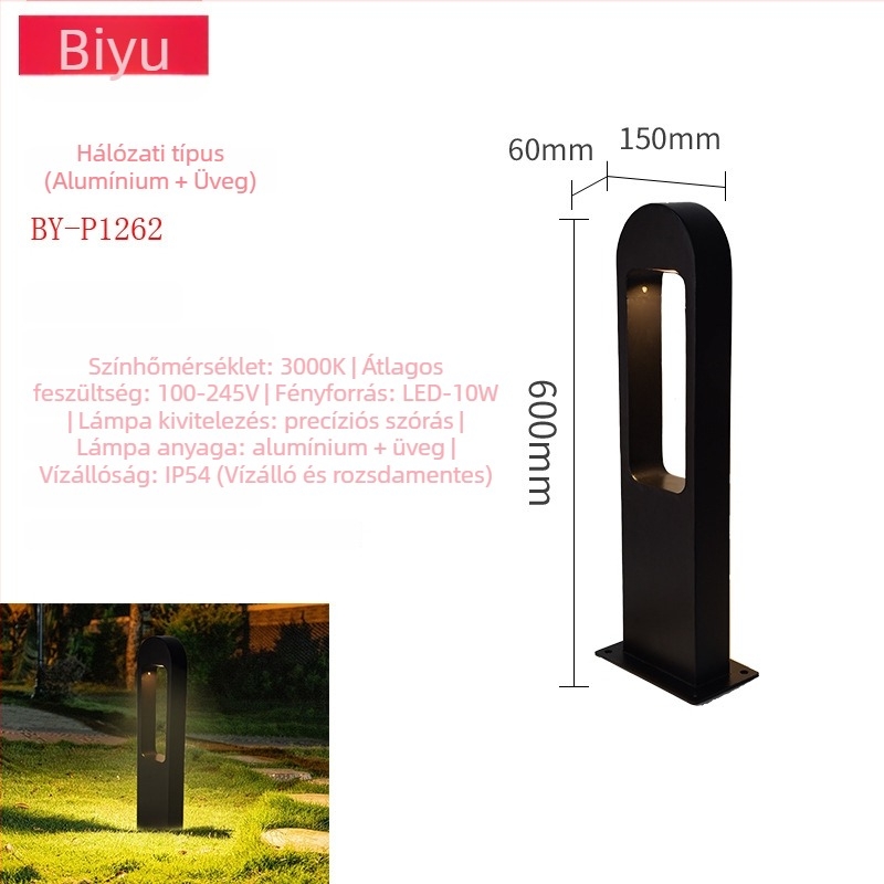 LED kültéri kapu alakú lámpa, alumínium, IP55, 12W, Modell BY-P1262, testreszabható