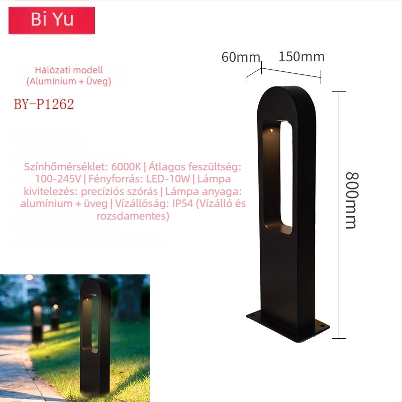 LED kültéri kapu alakú lámpa, alumínium, IP55, 12W, Modell BY-P1262, testreszabható