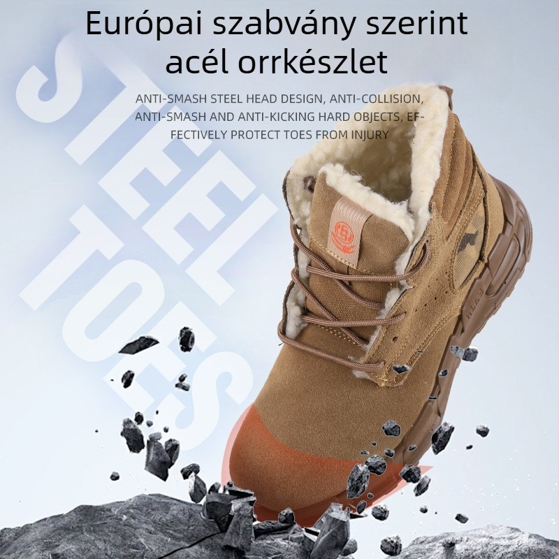 Solid Shield védőmunkacipő – Ütésálló és Átszúrás elleni, Szigetelt, Kopásálló, Velúr bőr, Magas szárú