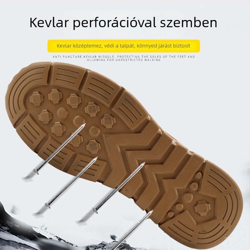 Férfi munkavédelmi cipő – szellőző, acélorrú orr, anti-perforáció, csúszásmentes, velúr felső, alacsony fazon