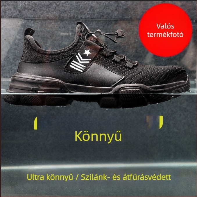 Férfi munkavédelmi cipő acélorrú, könnyű, ütés- és átszúrásálló, lélegző nyárra.
