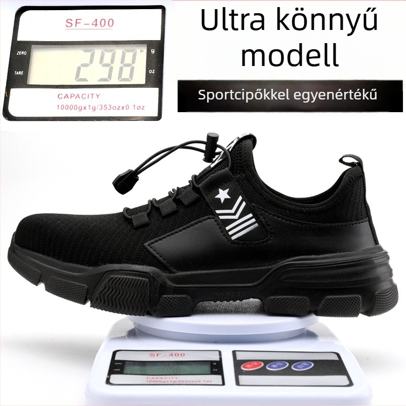 Férfi munkavédelmi cipő acélorrú, könnyű, ütés- és átszúrásálló, lélegző nyárra.