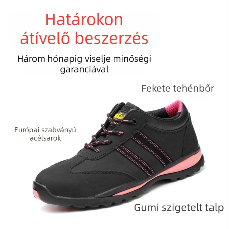 Női munkavédelmi cipő bőrből, acél orrvédővel, ütésálló és átszúrás elleni, kopásálló