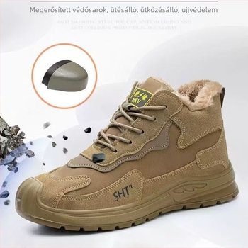 6KV-os elektromos szigetelésű munkacipő, acél orral, középmagas, ütés- és átszúrás elleni védelemmel, mikroszálas bőr és vászon