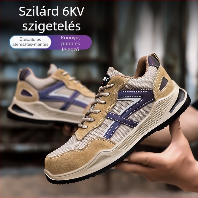 Izolált 6KV védőcipő – ütésálló és átszúrás elleni védelem, légáteresztő, alacsony szárú, bőrszárnyú felsőrész, PU talp
