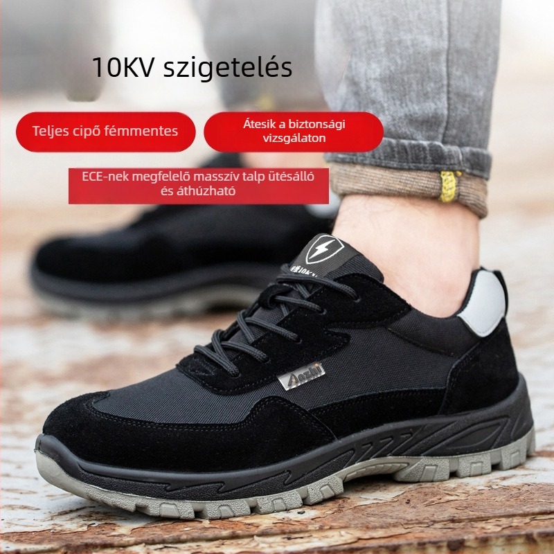 Szigetelt 10 kV-es elektromos biztonsági cipő műanyag orrvédővel, ütésálló és áthatolás elleni védelemmel, Kevlar, fémmentes, könnyű