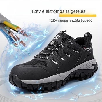 Langmeng férfi munkavédelmi cipő, négy évszakos, mikroszálas bőr + háló, alacsony boka, ütésálló, átszúrásálló, antistatikus, 12KV elektromos szigetelés
