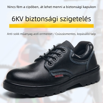 Villanyszerelőknek szigetelt cipő, Honggu, marhabőr, acél orrvédő, ütésvédelmi