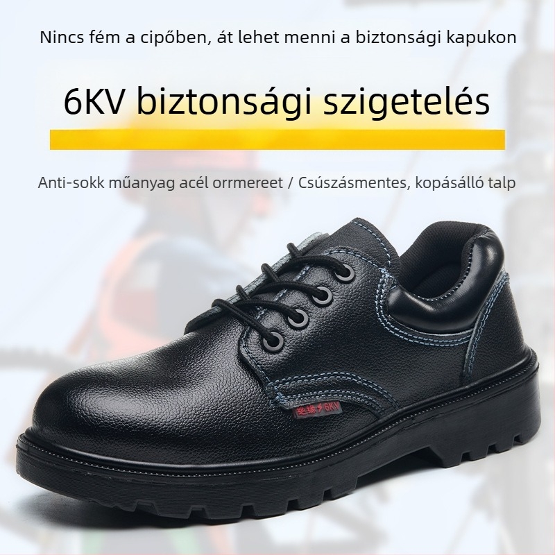 Villanyszerelőknek szigetelt cipő, Honggu, marhabőr, acél orrvédő, ütésvédelmi
