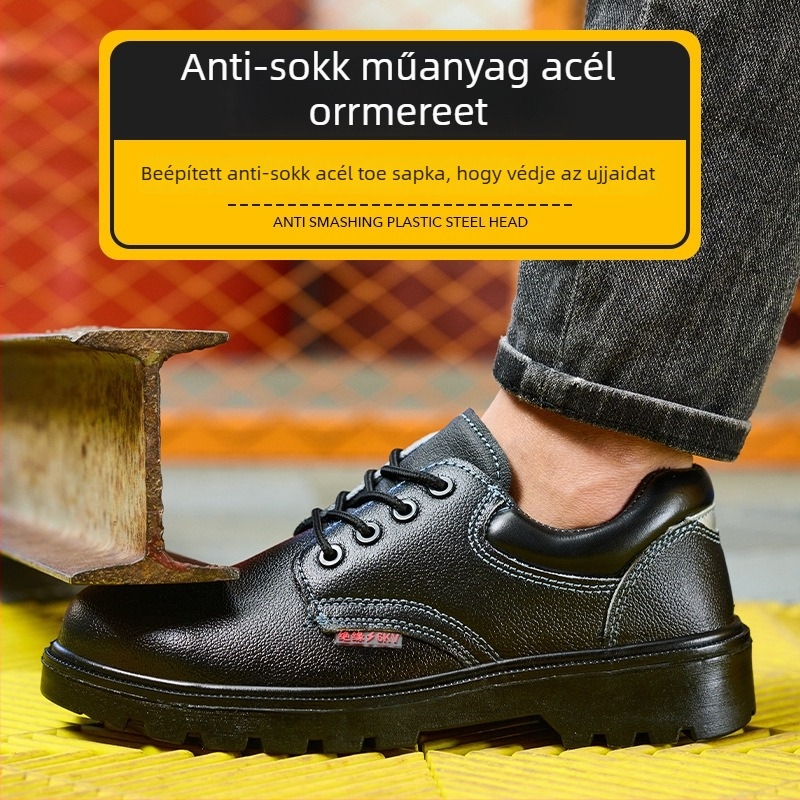 Villanyszerelőknek szigetelt cipő, Honggu, marhabőr, acél orrvédő, ütésvédelmi